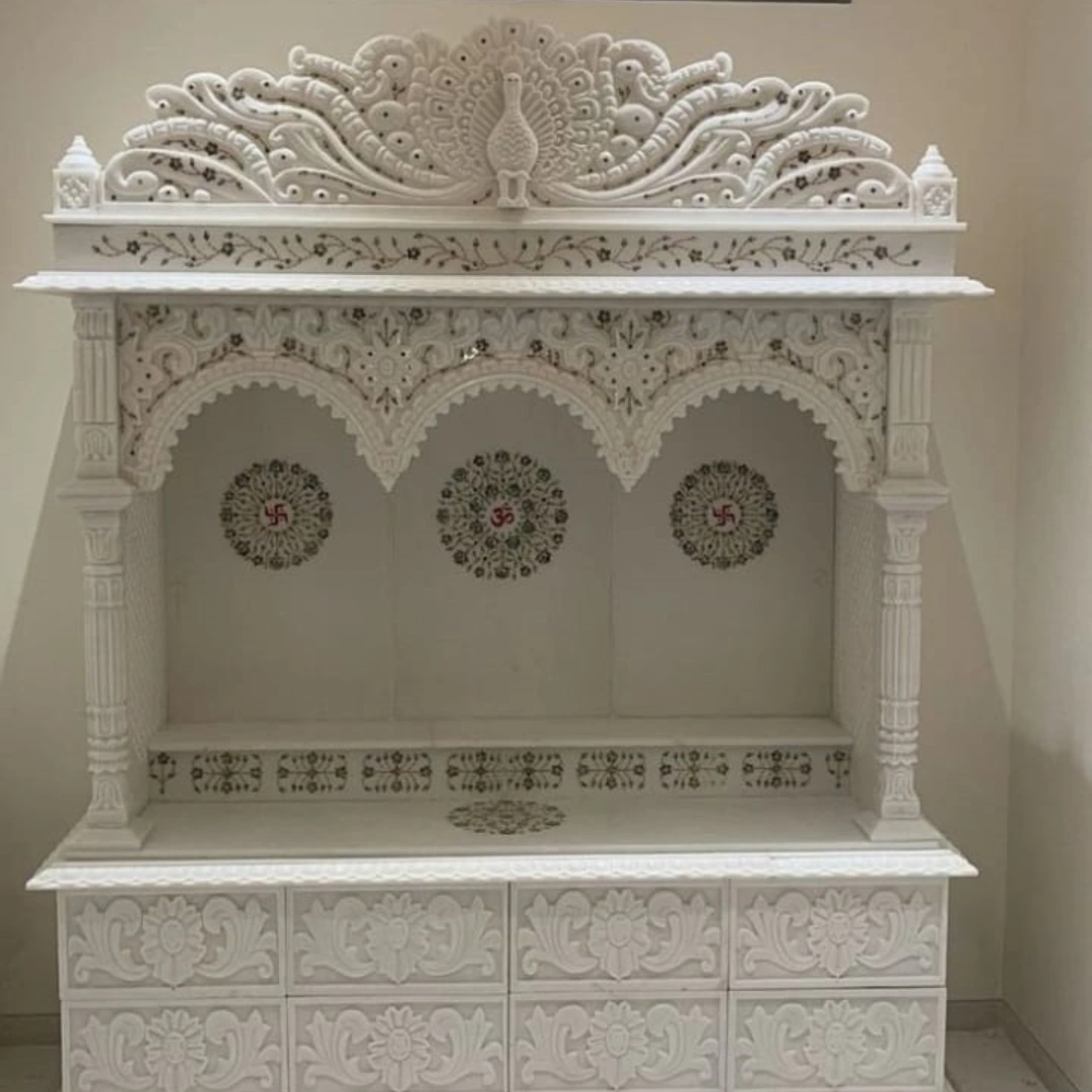Om Design White Marble Mandir 